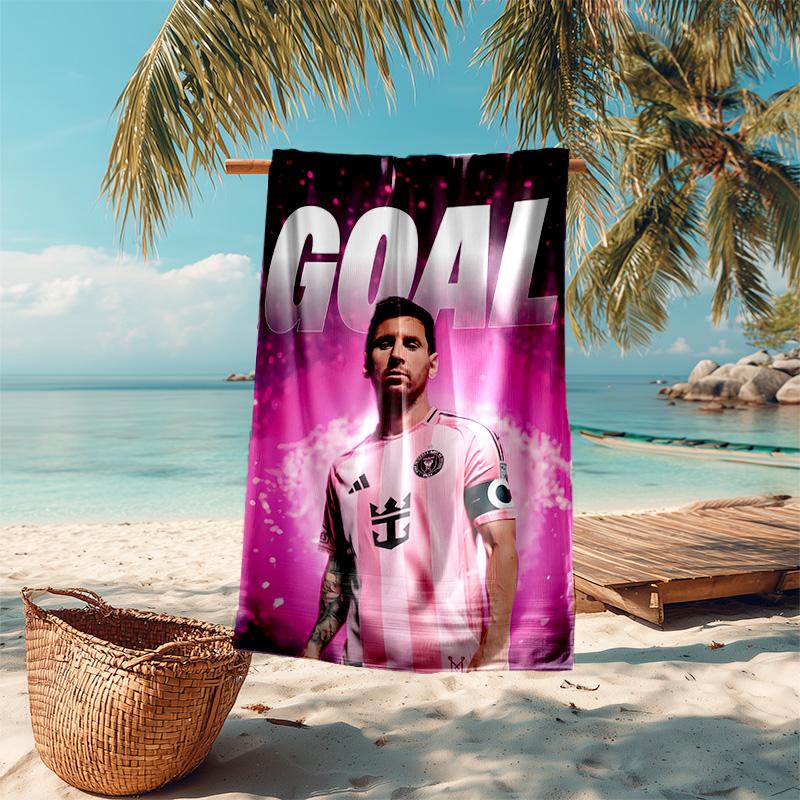 Водостойкое пляжное полотенце с узором Inter Miami CF - мягкое, впитывающее, быстросохнущее, можно стирать в машине - идеально для плавания, кемпинга, купания