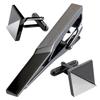 TAVARAT Brass Geometric Tie Clip and Cufflink Made In Black and Silver Men's Set, Japan,