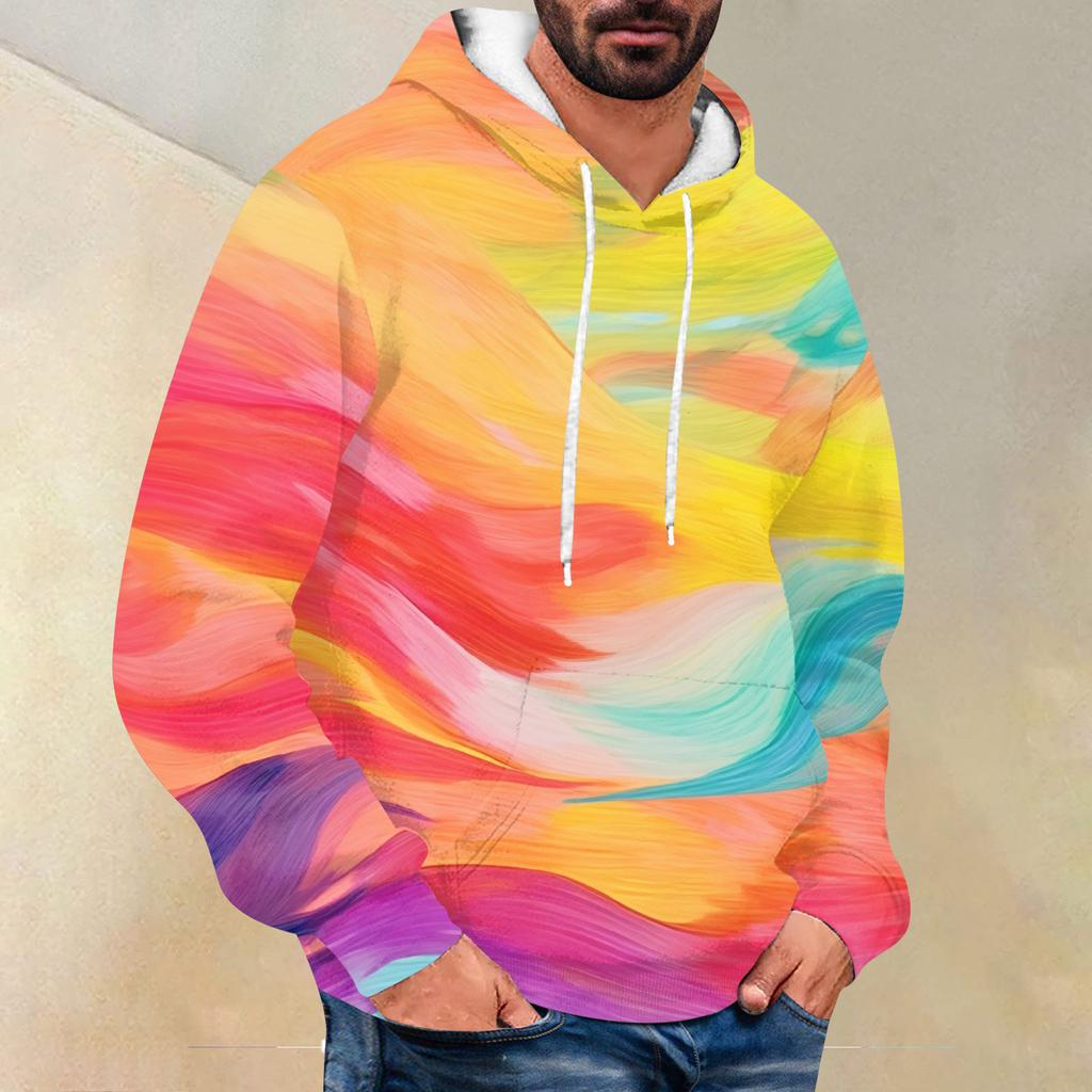 Men's Loose Printed Hooded Sweatshirt Men's Casual Fashion Sports Sweatshirt