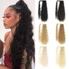 Women Long Wavy Ponytail Hair Extension Synthetic Heat Resistant Fiber Long Straight Wavy Hairpiece for Daily Wear