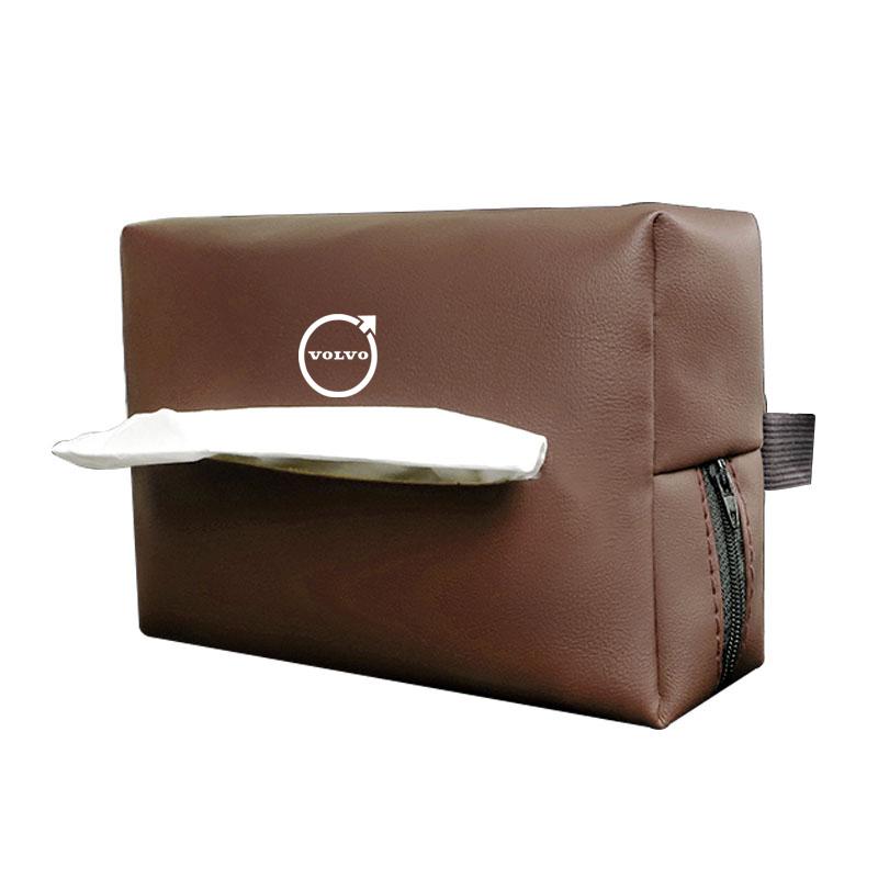 Leather Car Tissue Box Sun Visor Seat Back Hanging Bag Accessories For Volvo Rdesign V60 V40 XC90 S60 C30 XC60 V50 V70 S90 AWD