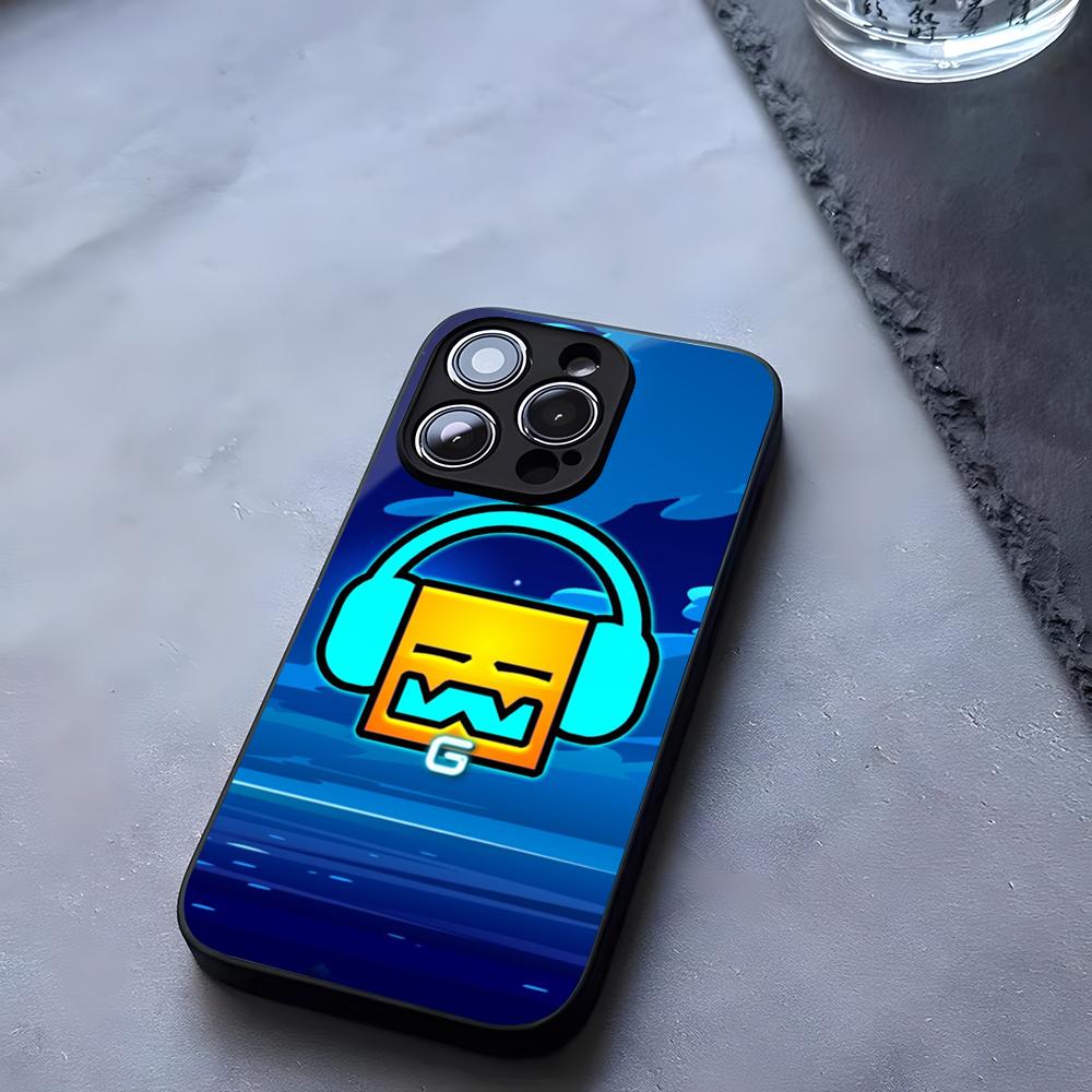 Чехол для телефона Geometry Dash Закаленное стекло Для IPhone 17 13 14 16 12 15 11 Pro Max Plus Mini X XR SE2020 Coque