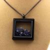 Stones and Minerals. Raw Benitoite Necklace. Square Model. Color Black.