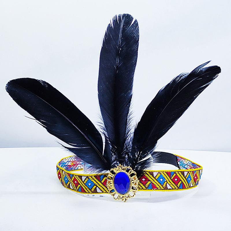 Feather Hair Band Headband Bohemian Indian Gypsy Dance Show Headpiece Headdress