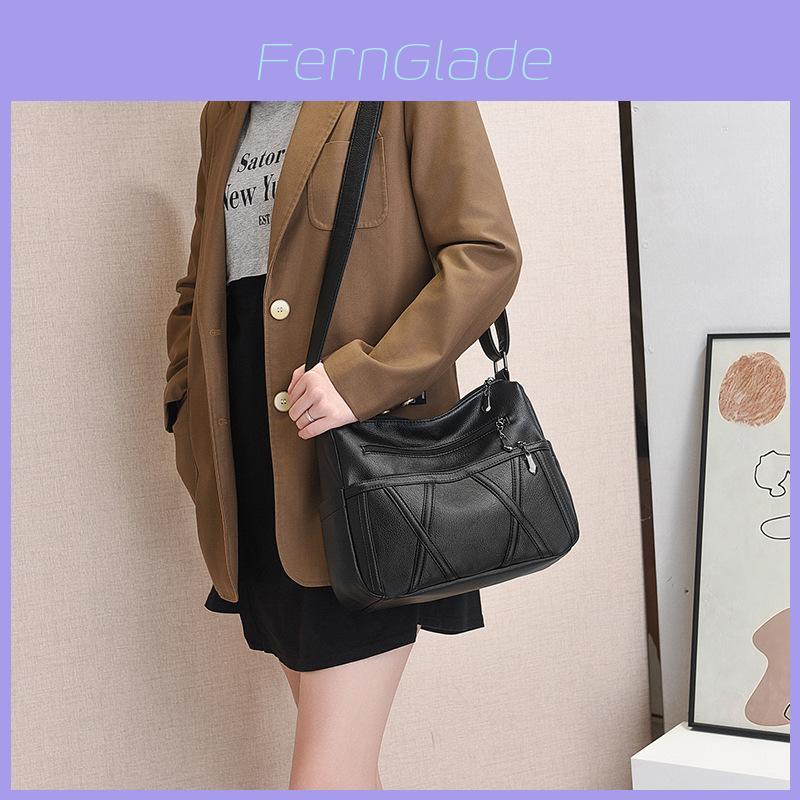 Стильная мягкая сумка через плечо из ПУ-кожи, многослойная, для женщин, с вместительным отделением
