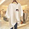 White Hong Kong Style Chic Cartoon Cotton Short-sleeved T-shirt Women's Spring Summer New Loose Large Size Versatile Half-sleeved Top
