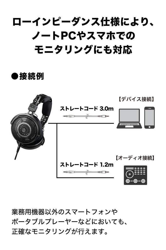 Audio-Technica ATH-R50x Open-Back Wired Monitor Headphones [For DTM, Mixing, Mastering, and Music Listening, with Detachable 3.0m1.2m Cable and