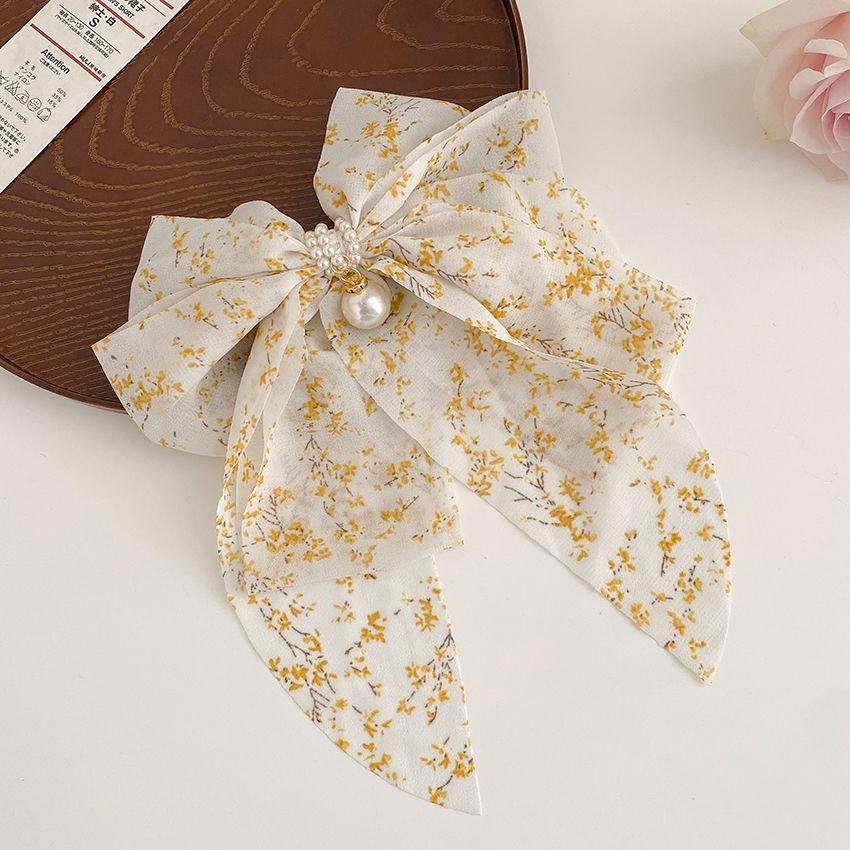 Заколка для волос с цветочным бантом и жемчугом для женщин, аксессуары для волос