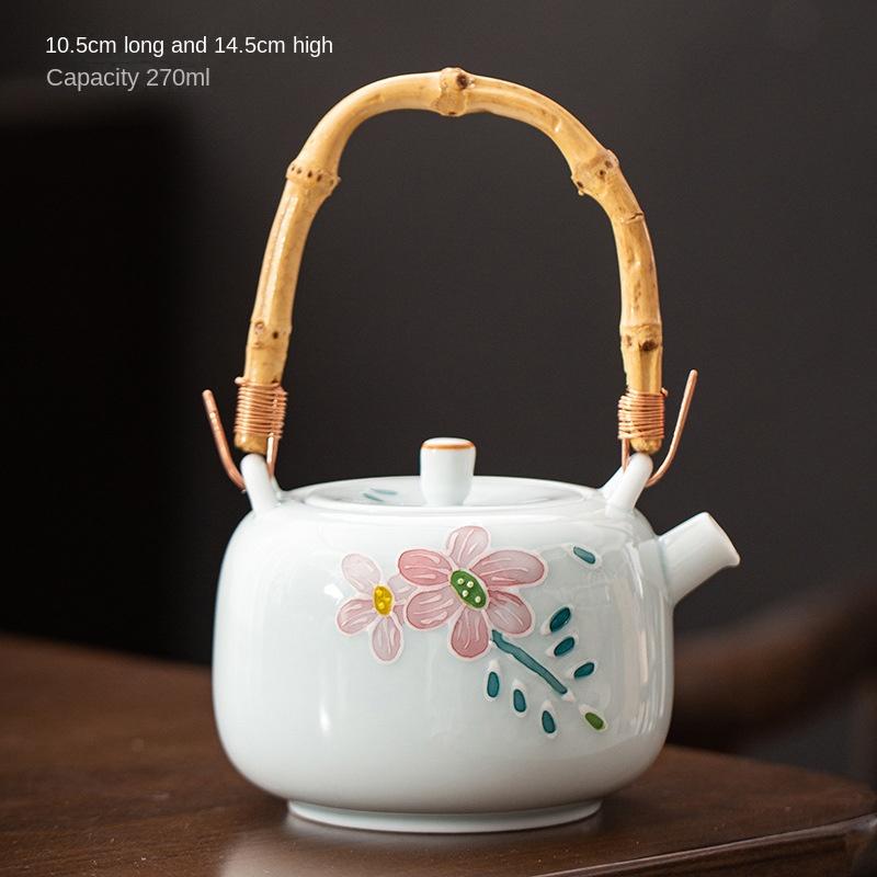 Hand-painted Japanese Style Lifting Pot Tea Pot Kung Fu Tea Set With Filter Coarse Ceramic Purple Clay Pot Ceramic Tea Pot Puer