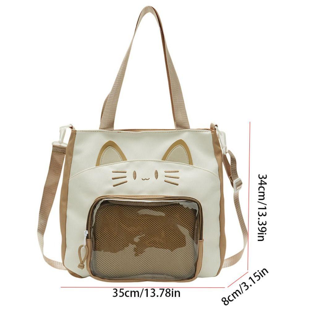Nylon Transparent Pocket Zipper Bag Fashion Backpacks Pouch Bag Kawaii Cat Itabag  Children