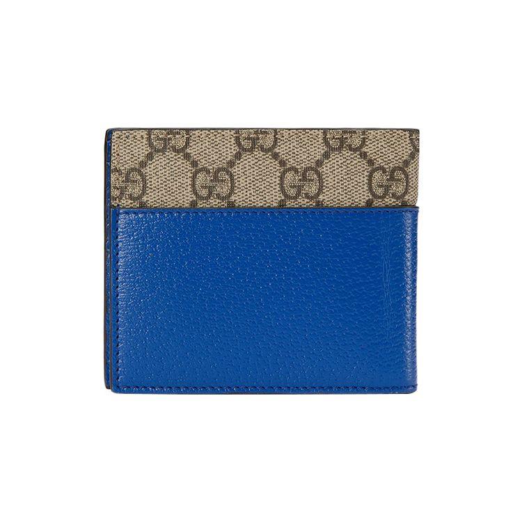 Gucci Полый взаимосвязанный логотип Double G из канвы и кожи Кошелек Мужской Кошелек Синий Эбен 701420-K9GSG-9972