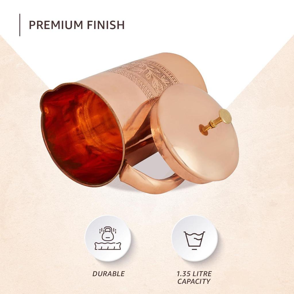 Embossed Copper Jug, 1350 Ml