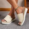 Women's Solid Color Stylish Sandals Slip On Platform Summer Wedge Slides Lightweight Non-slip Slides
