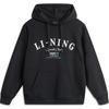 Li Ning Sports Lifestyle Series High Street American Vintage Letter Loose Hoodie Pullover Long Sleeve Fleece Sweatshirt Men Sweatshirt Black AWDU673-3