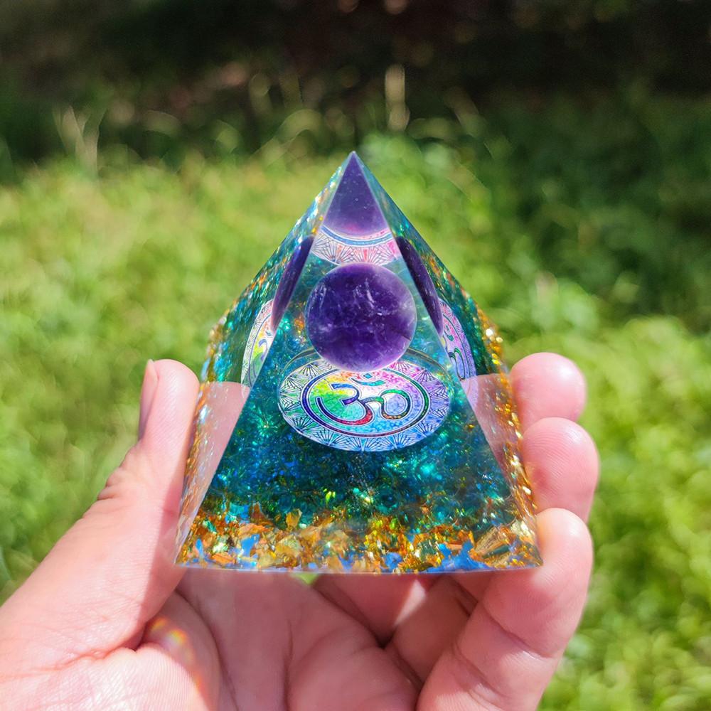 Luxurious Amethyst Pyramid Crystal Energy Orgone Home Ornament Perfect For Relaxation And Gift Giving
