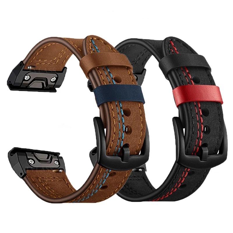 Ремешок из натуральной кожи 22 мм 26 мм для Garmin Fenix 8X 7X Pro 6X 5X Plus Tactix 8 7 AMOLED Epix Pro 51 мм Instinct 2X Quickfit Strap