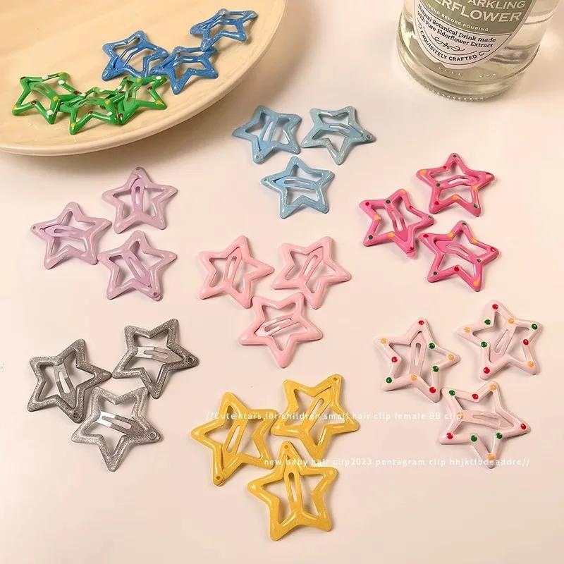 10 шт./набор Милые красочные заколки для волос в виде звезд для девочек, детей. Прекрасное украшение для волос, заколки, детские аксессуары для волос.