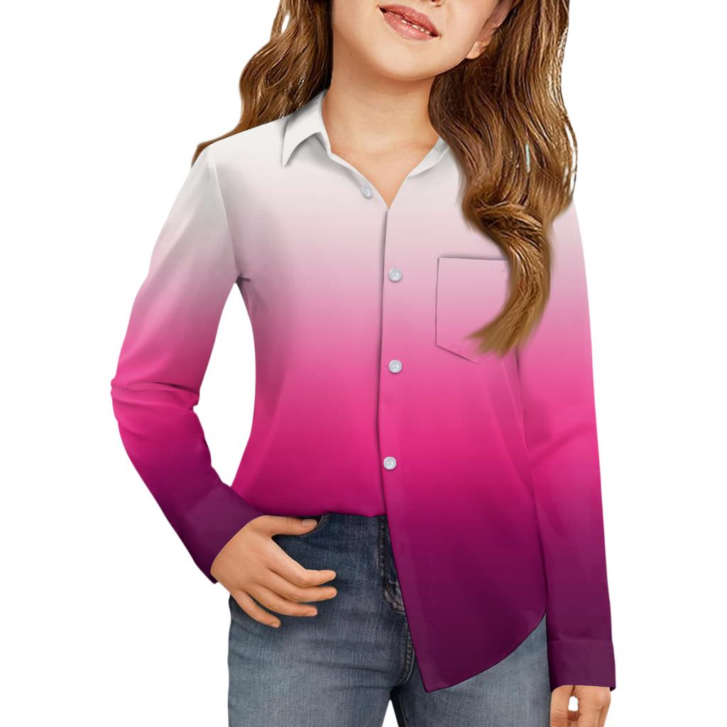 Girls' Button-Down Shirt - Long Sleeve Dress Blouse