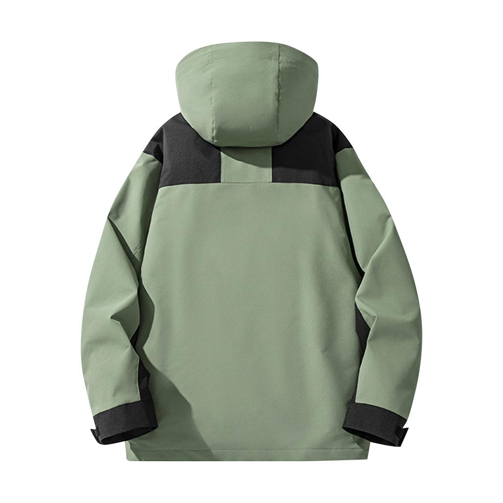 Men's Colorblock Outdoor Jacket Couple's Leisure Sports Mountaineering Camping Loose Coat