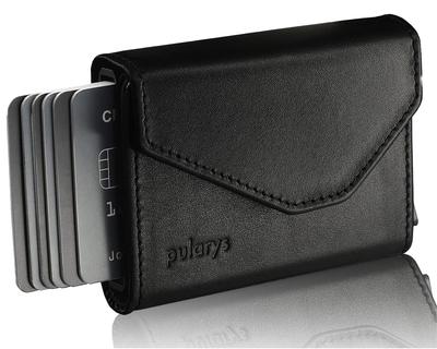 Роскошный Натуральный с Удивительным Хранилищем pularys RAVEN RFID Кошелек для Кожи Карманного размера Вместимость. (черный) Люди.