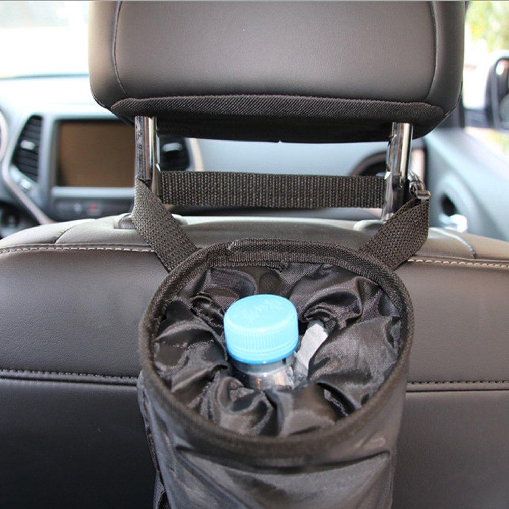 IPELY Universal Car Garbage Bag Back Seat Headrest Litter Trash Garbage Can (Black)