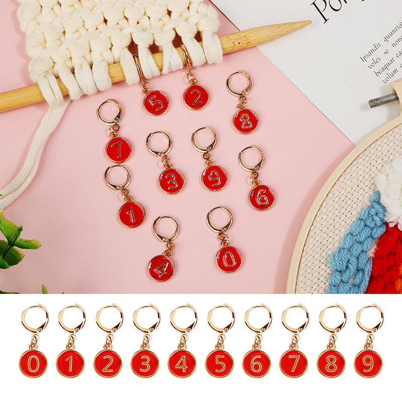 10PC/Set Alloy Enamel Numbered Knit Sewing Accessories Markers DIY Crafts With Removable Locking Clasp For Crochet and Knitting