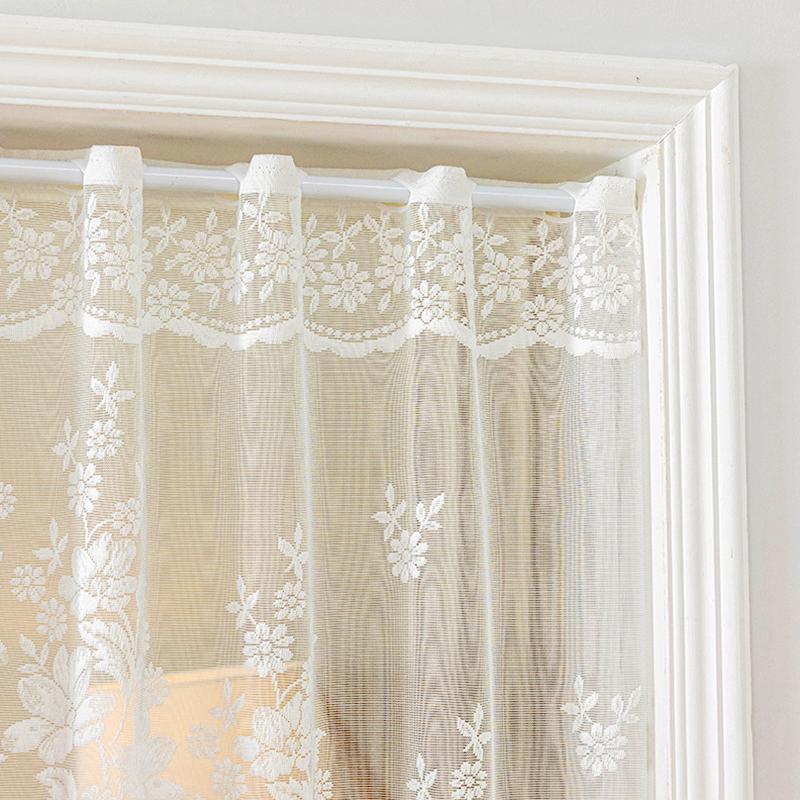 1 шт. прозрачные кружевные вышитые короткие шторы для карниза с карманом на верхнее окно, треугольная марля, домашний декор в деревенском стиле, жаккардовые цветы