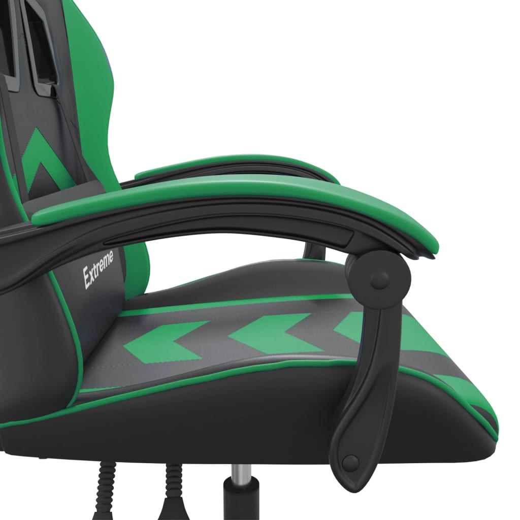 Gaming Chair Swivel Black and Green PU Leather