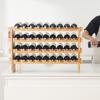 36 Bottle Stackable Modular Wine Rack Bamboo Wood Display Shelf 4-Tier