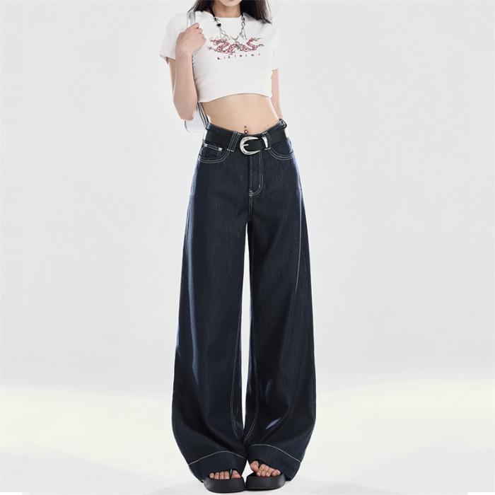 Non-fading silver thread Lyocell blended high-end women's early autumn high-waisted wide-leg thin drape pants