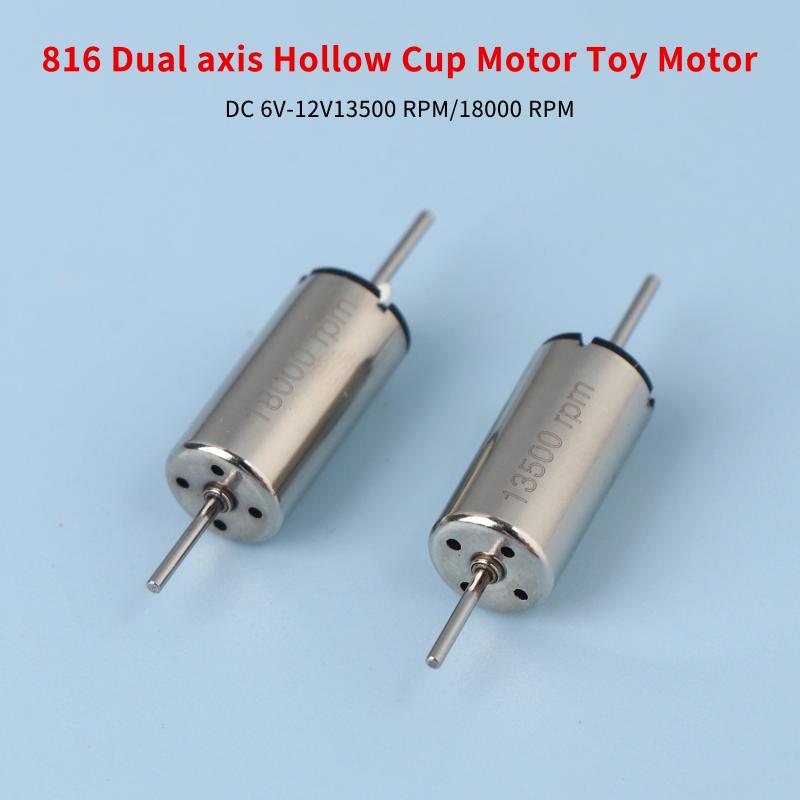 Tiny 816 Coreless Motor Dual Shaft Dc 12V 13500Rpm 18000Rpm High Speed Strong Magnetic For Rc Rail Train Drone Toy
