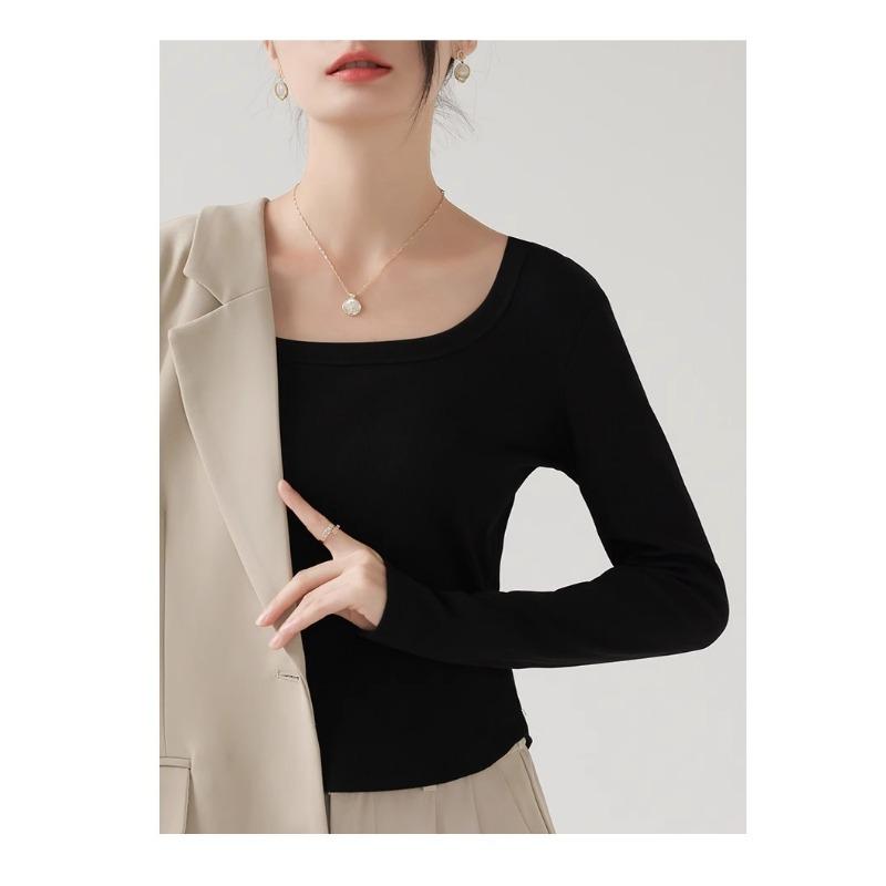 Футболка с длинными рукавами и квадратным воротником для женщин