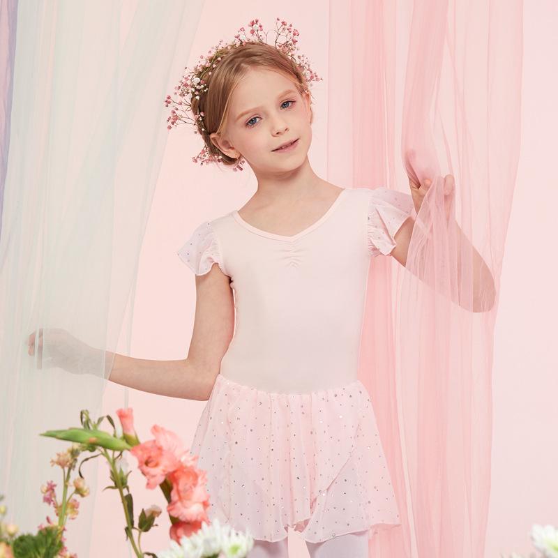 Girls' Summer Ballet Dance Dress - Short-Sleeved Toddler Chinese Skirt