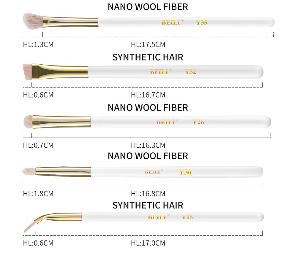 BEILI Кисти для макияжа белый золотой 10 шт. тени для век брови набор кистей для подводки глаз козья шерсть инструменты для макияжа глаз brochas maquillaje