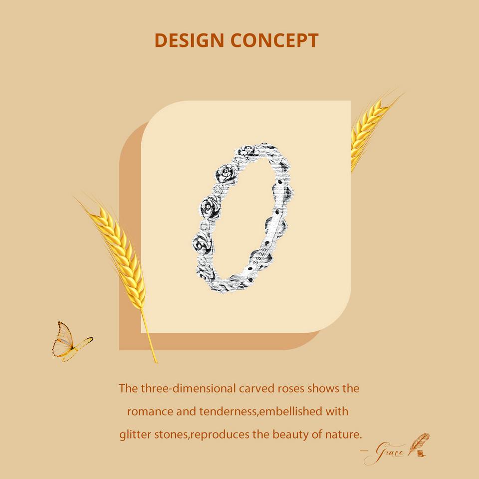 WOSTU Элегантные кольца из стерлингового серебра 925 пробы с розовым цветком для женщин, блестящее кольцо с цирконом, специальное ювелирное изделие, подарок для нее