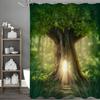 Tree Deep Forest Greenery Healing Green Shower Curtain, Bathroom Decorative Shower Curtain, Waterproof Shower Curtain with Hooks