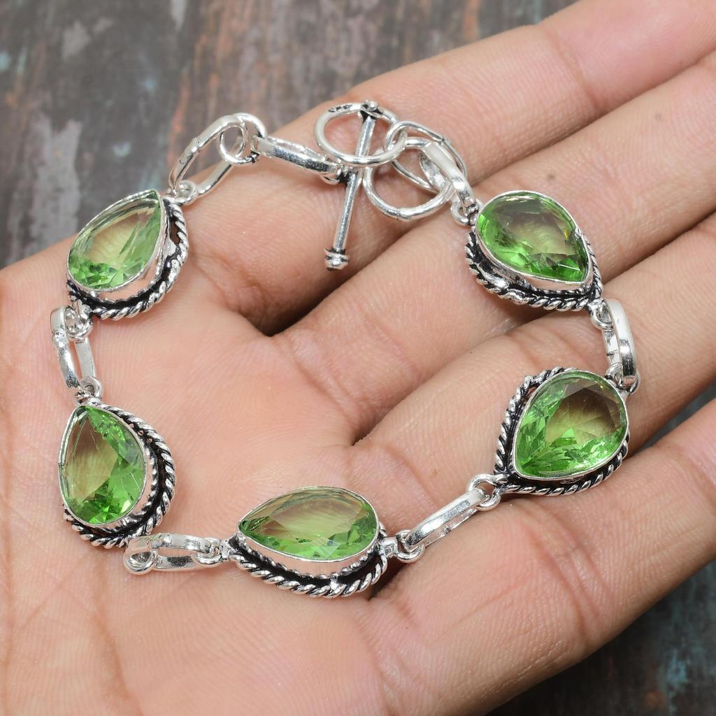 Красивый ювелирный браслет ручной работы из стерлингового серебра 925 пробы с драгоценным камнем Цаворит