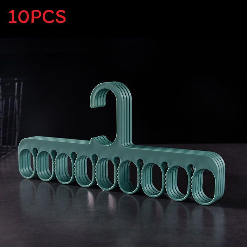 Tenpiece Plastic Tie Hanger Set With Adjustable Cross Design For Closet Use