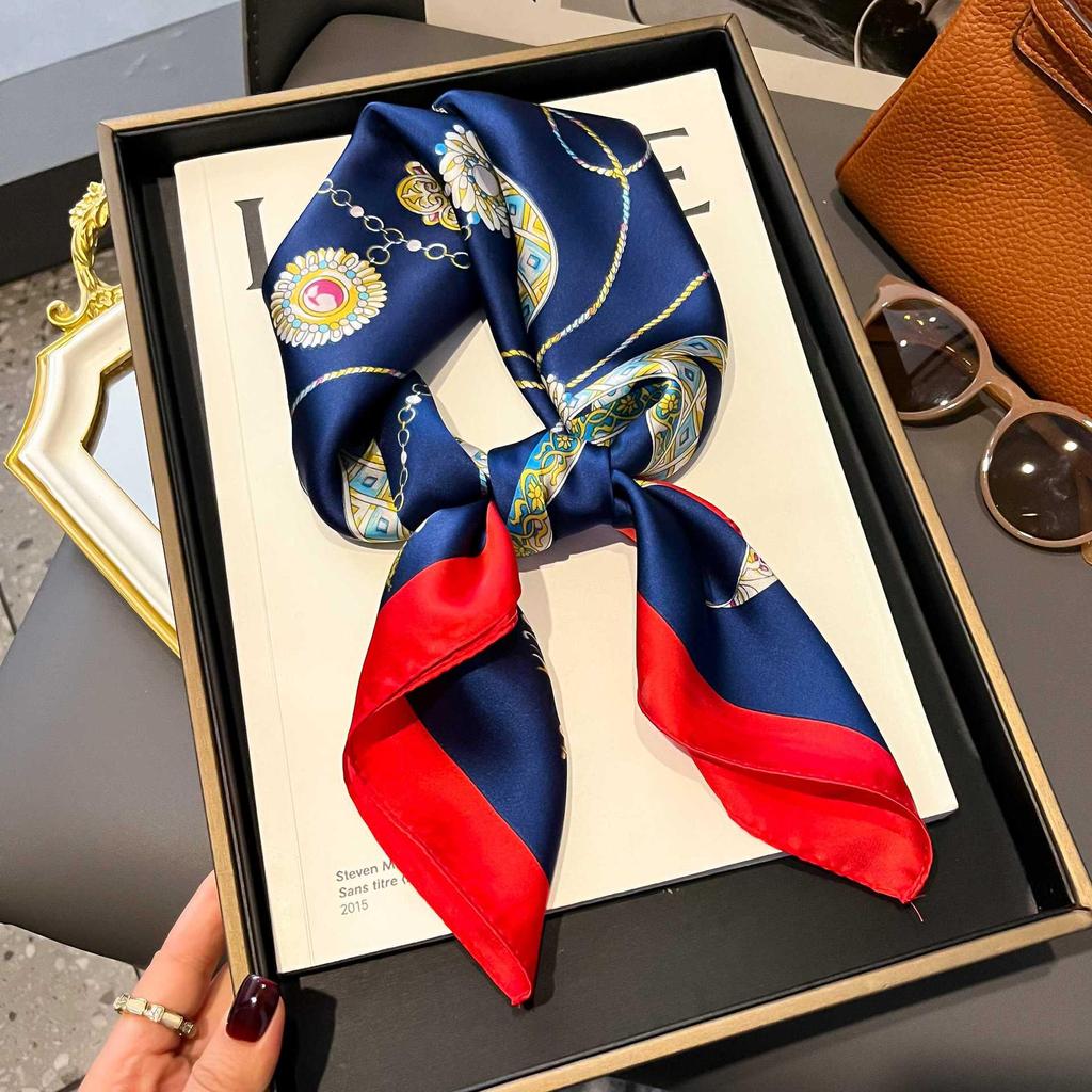 70cm Korean-Style Silk Square Scarf: Fashionable, Versatile Neck Protection and Decorative Accessory