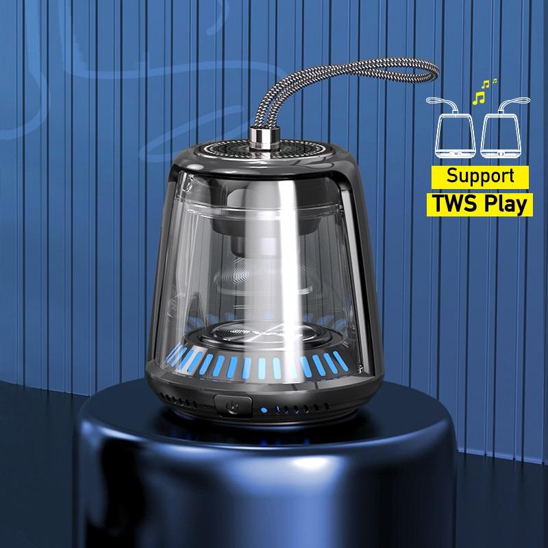 Уличный светодиодный громкоговоритель портативный прозрачный стерео бас воспроизведение аудио TWS Hifi беспроводной Bluetooth динамик