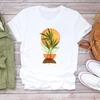 (Asian Size) T Shirt Top Plant Cartoon Trend Cute 90s Fashion Casual Clothing Tee Short Sleeve Women Print Lady Female O-neck Graphic T-shirt