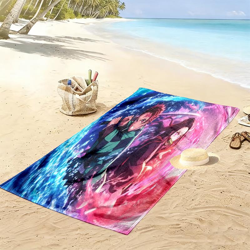 Vibrant Anime Spirit beach towel Beach towel for vacation photos soft seaside Absorbent bath towel Outdoor pool towel Outdoor picnic beach mat beach