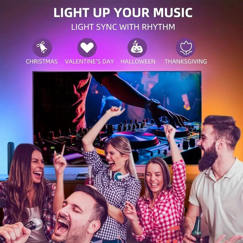 RGBIC LED TV Backlight Strip with Camera App Control Music Sync Smart Lights for Gaming Room 55-75inch Ambient Lighting