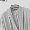INCERUN S-5XL Men Short Sleeve Twisted Irregular Cardigan Kimono Tops
