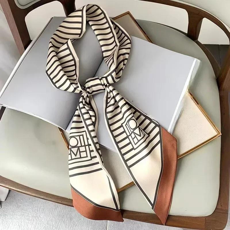 Luxury Design Zebra In Flowers Women Scarf Luxury Silk Scarf Fashion Hair Headband Foulard Skinny Bag Scarves Neckerchief Lady