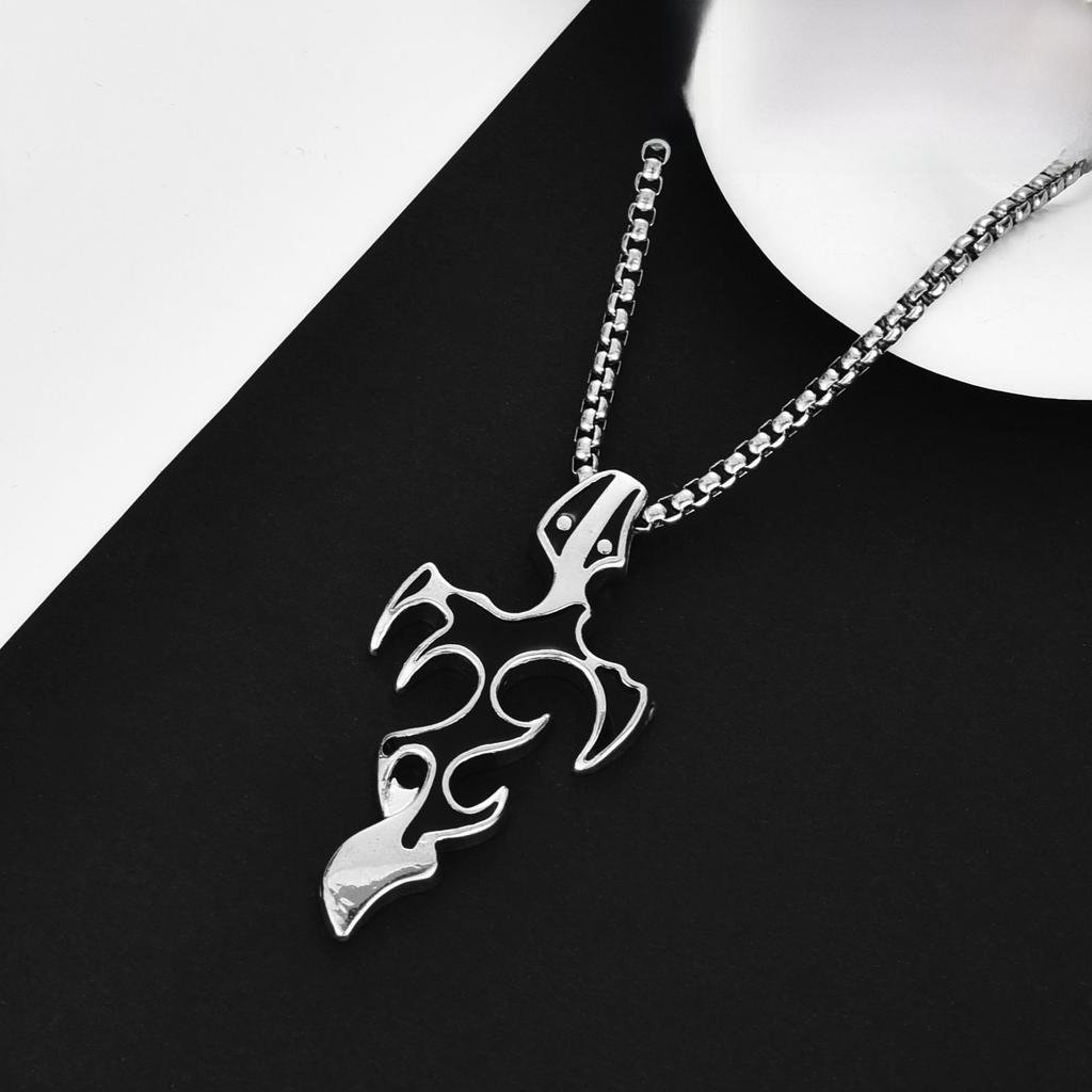 Мужская высококачественная подвеска-ожерелье из титановой стали с крестом-пламенем - Хип-хоп стиль