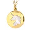[R0412] - Handcrafted Silver Necklace 'Licorne My Unicorn' Golden Mother-of-pearl - 13x13 Mm