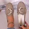 2024 Fashion Shoes for Women Slip On Women's Flats Spring Round Toe Solid Denim Bead Decoration Shallow Mouth Commuting Flats