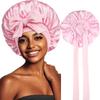 New Satin Solid Sleeping Hat With Stretchy Tie Band Elastic For Women Night Shower Cap Adjustable Hair Head Cover Bonnet Turban
