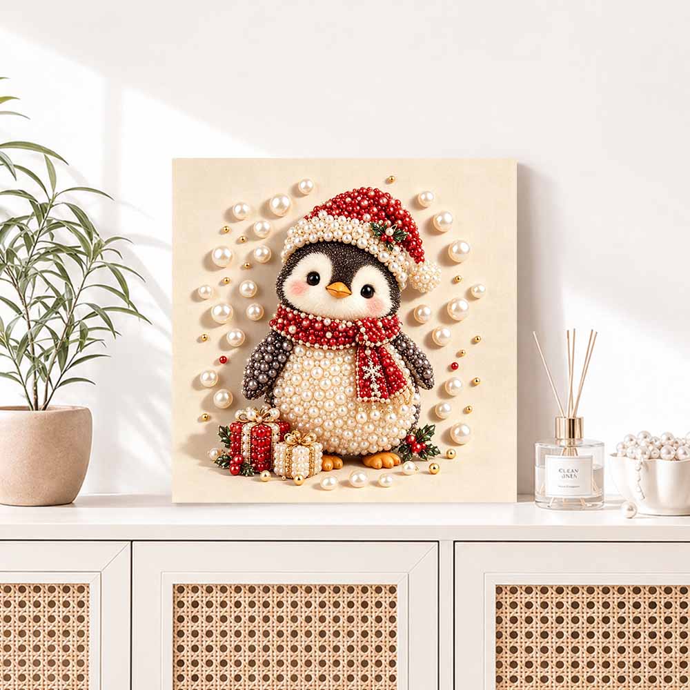 DIY Christmas pearl painting kit for penguin and gift crafts. home wall decoration